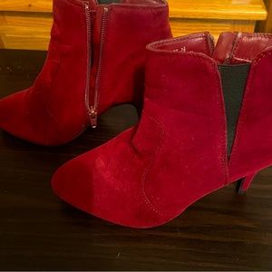 Red Velvet/Suede mini boot heels